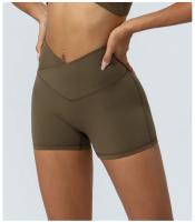Pantalones cortos ajustados de cintura cruzada, Shorts de secado rápido para gimnasio, Yoga, levantamiento de cadera, elásticos, cintura alta, correr, Fitness - details 10