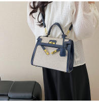 Bolso de mano de empalme de color en contraste de textura premium bolso de mensajero de hombro retro casual de nueva moda para mujer - details 34