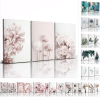 Póster de Flores Rosa Nórdicas en Lienzo 3pcs Decoración de Pared para Sala de Estar Arte de Pintura en Lienzo sin Marco para Decoración del Hogar Marca JUBEER - details 0