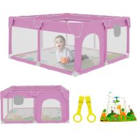 Bebe 120x120cm + Alfombra Bebe – Corralito Bebe con Malla Transpirable – Parque de Juegos Bebe Plegable con Puerta Lateral – Parque Infantil Bebe - Gris - details 7