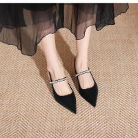 Zapatos clásicos y versátiles de una sola pieza con tacón de aguja negro estilo francés - details 13