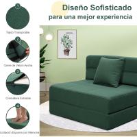 70 x 190 cm Sillón Cama Plegable, Sofá Cama Plegable con Espuma de Memoria y Almohada, Colchón de Suelo para Yoga, Oficina, Salón, Futon Sofá Cama Portada Lavable Unos, Gris Claro - details 31