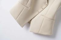 Moda corta de primavera y otoño de color claro para mujer, cuello en V, hebilla diagonal, chaleco elegante versátil Trabo, chaqueta, top - details 8