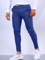 Pantalones formales informales con textura de Color sólido para hombres, ajuste Delgado, cónico, cuatro estaciones, Popular, nuevo - details 7
