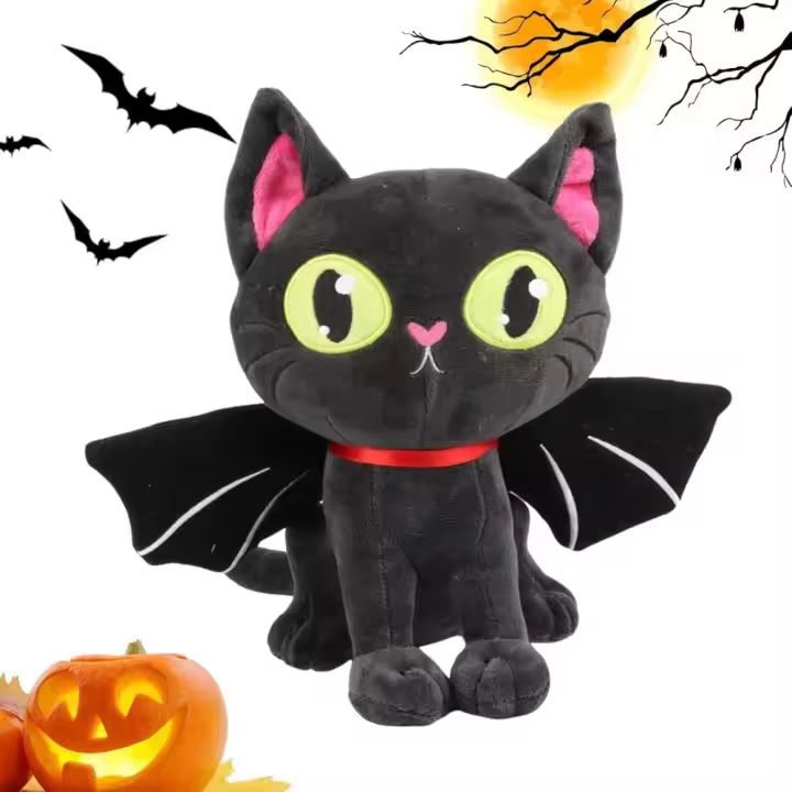 Peluche de murciélago Negro, AlmohadFelp11.02 Pulgadas, Peluche de Gato con alas - 1