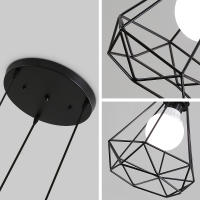 Lámpara Colgante Con 3 Cabezales Negra Industrial GOECO,  E27 Sin Bombilla, Iluminación Interior para Sala de estar, Dormitorio, Comedor, Metal, 145*43*43 CM - details 2