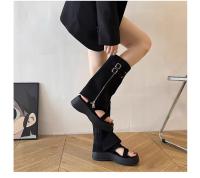 Botas extraíbles de dos usos, botas altas de mujer con punta cuadrada francesa, hebilla de cinturón, pantalones, botas delgadas retro, botas largas y frescas. - details 6