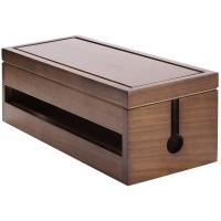 Caja organizadora de cables de madera, Protector contra sobretensiones, rayas de alimentación, Color café - details 0
