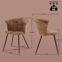 Juego de 2 Sillas de Comedor Vintage Sillón Tapizado en Gamuza con Reposabrazos Patas Metálicas para Cocina Salón - details 4