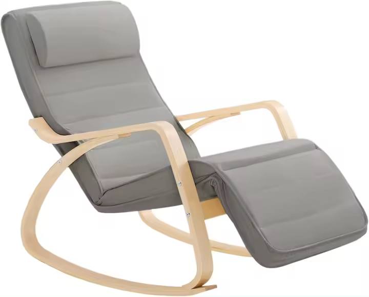Mecedora Silla de Relax Reposapiernas Ajustable Sillón de Relax Gris 50 x 80 x 90 cm FST16-DG - 1