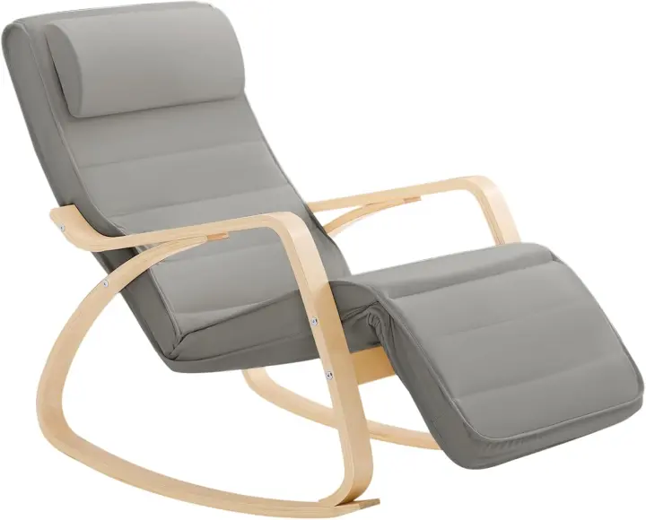 Mecedora Silla de Relax Reposapiernas Ajustable Sillón de Relax Gris 50 x 80 x 90 cm FST16-DG - 1