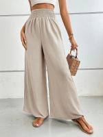 Pantalones de pierna ancha de tiro medio lisos a la moda para mujer, pantalones sueltos de verano para mujer, nuevos en pantalones cómodos - details 23