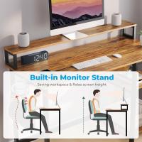 Escritorio de Ordenador con Soporte de Monitor Escritorio de Oficina con Estantes de Almacenamiento Ajustables Pequeño Escritorio Reversible para el Estudio Beige - details 22