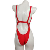 Talla grande mujer bañador de una pieza espalda abierta bikini color sólido sexy traje de baño - details 4