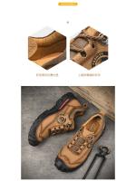 Zapatos de senderismo de cuero genuino para hombre, zapatillas de escalada anticolisión para acampar al aire libre, con cordones, Trekking - details 7