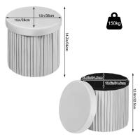 Otomano de Terciopelo Plegable de Almacenamiento MDF Tapa Desmontable con Cojín - details 1