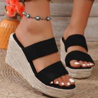 Sandalias de cuña de lujo para mujer, calzado de verano con punta abierta, zapatos de plataforma cómodos, tacones altos, talla 43 - details 1