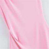 Vestido Rosa Corto de Verano Sencillez con Cuello Redondo Material de Poliéster Moda para Mujeres - details 4