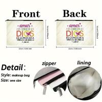 Bolsa de Maquillaje con Citas Bíblicas Inspiradoras en Español, Estuche Cosmético con Estampado de Mariposas y Cierre de Cremallera Resistente - Organizador de Artículos de Aseo Ligero y Portátil para Mujeres y Niñas, Idea de Regalo Cristiano para Artícul - details 1