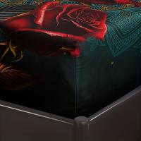Juego De Sábanas Ajustables De Rosa Gótica 3D, 3 Piezas, Protector De Colchón De Cama Suave, Cómodo - details 6