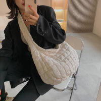 Bolso de compras de plumas de gran capacidad con hombro acolchado de algodón para mujer - details 2