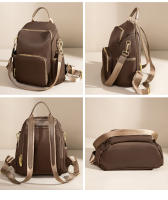 Mochila de moda para mujer, bolsos resistentes a la suciedad, elegantes bolsos traseros de Color café, bolsos de libros informales con estilo para niñas, bolsillos espaciosos antirrobo - details 18
