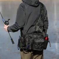 Bolso de cintura versátil para hombres, bolso de pecho, bolso cruzado de hombro para exteriores, bolso para cañas de pescar, bol - details 5