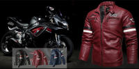 Chaqueta cuero moto hombre resistente viento bordado trail rally Equipo Protector - details 1