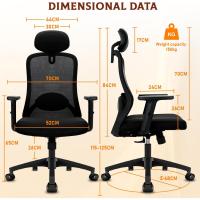 Escritorio, Silla Ergonómica con Reposacabezas, Reposabrazos, Función 90 ° -130 °   Respaldo Bloqueable, Ajuste de Altura, Silla Oficina Capacidad de Peso 150KG - details 2