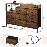 Cajonera para armario, cómoda dormitorio 8 cajones de tela, estantes de madera, cómoda de salón, cajas organizadoras, estructura metálica, estilo industrial - details 2