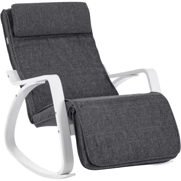 Silla Mecedora de Madera de Abedul Soporte de Brazo Ajustable en 5 Posiciones Carga Máxima 150kg - 1