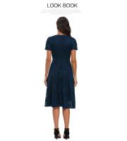 Elegante Vestido de Fiesta de Encaje para Mujer 2024 Cuello en V con Aretes Cintura Alta Manga 3/4 - details 6
