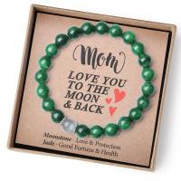 pulsera de piedra volcánica para hombre y mujer, brazalete de cuerda elástica, regalo para el Día del Padre, piedra lunar volcánica,Pulsera de regalo del Día de la Madre - details 10