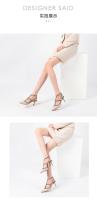 Tacones Altos con Tachuelas Verano 2025 Willow Tacón Fino Sandalias de Punta Negra con Tira de Dos Anillos de Cuero Charol Versátiles Zapatos Individuales. - details 23