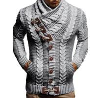 Cardigan de Cuello Alto para Hombres Manga Larga Ajuste Suelto Moda Casual Punto de Lana - details 11