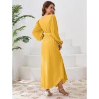Vestido casual de manga larga para mujer, prenda elegante de color bastante sólido, para 2025 - details 15