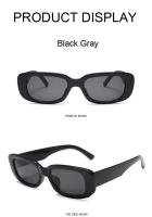 Gafas de sol cuadradas negras para mujer, gafas de sol rectangulares pequeñas, espejo transparente graduado para mujer - details 4