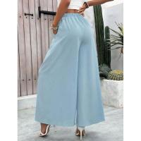 Pantalones Haruku clásicos de verano de pierna ancha sueltos con cintura elástica azul para mujer - details 6
