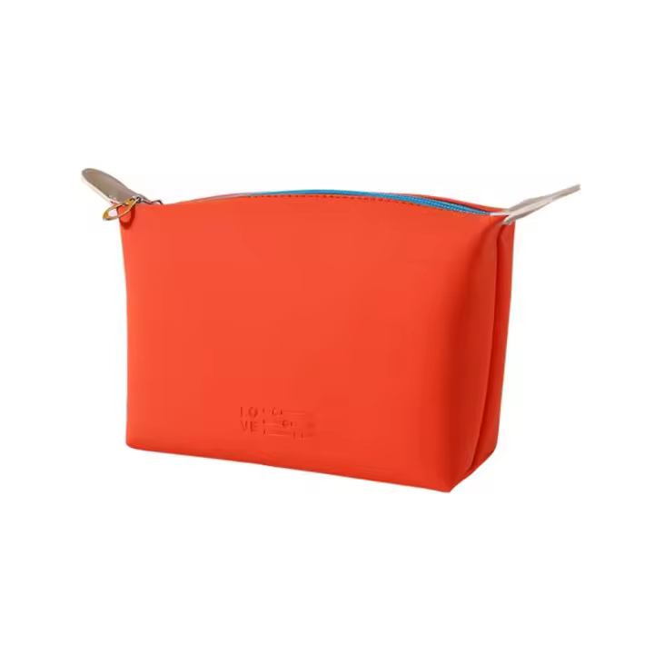 Bolso de mano de PU para cosméticos, bolsa de aseo impermeable de gran capacidad, práctica bolsa de almacenamiento de viaje de Color sólido, organizador de viaje - 1