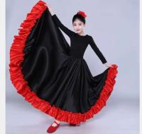 Falda de danza del vientre para niños, flamenco, español, toro volador, 360 grados, 1 pieza por lote - details 7