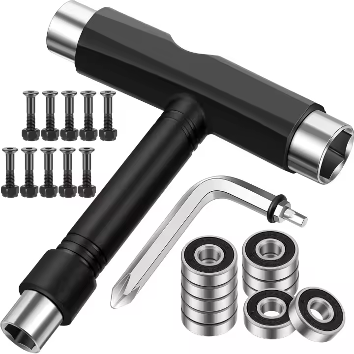 Herramientas multifuncionales para Skate, accesorios portátiles para Skate, incluye herramienta de Skate tipo T, destornillador de llave tipo L, 22 piezas - 1