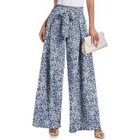Pantalones casuales plisados ​​de cintura suelta con lazo de pierna ancha nuevos de primavera y verano para mujer - details 1