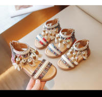 Zapatos informales bohemios para niñas, Sandalias planas con cremallera trasera, con borlas, transpirables, de verano - details 1