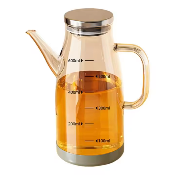 Botella de aceite de cocina de gran capacidad, vertedor sin goteo a prueba de fugas, dispensador de aceite de oliva, Base de goma recargable, recipiente para vinagrera de aceite de vidrio - 1