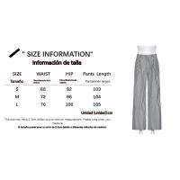 BUNO-Pantalones de encaje a rayas para mujer, Pantalones rectos de pierna ancha con cintura elástica y cordón, ropa de calle holgada para primavera y verano, pantalones de chándal informales - details 4