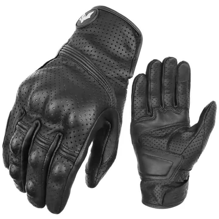 Guantes Retro de cuero para montar en motocicleta, anticaída, transpirables, resistentes al desgaste, de dedo completo, novedad de 2024 - 1