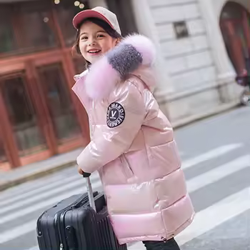 Chaquetas de invierno para niños y niñas, Parkas gruesas y cálidas con capucha, prendas de vestir impermeables a la moda, 5 a 14 años - 1