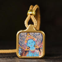 Llevando un pequeño Tangka, Bodhisattva Samantabhadra, Dragón Zhakiram, Gran Colgante del Cielo Negro, Dios Amarillo de la Riqueza, Tara Verde - details 10