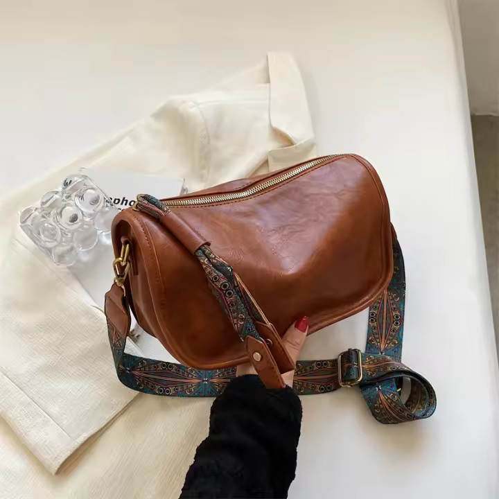 Bolso cruzado Vintage para mujer, bandolera pequeña de cuero PU con diseño de lujo y almohada, a la moda - 1