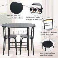 Juego de Sillas de Cocina Pequeña para 2 Personas Conjunto de Muebles de 3 Piezas con Estante - details 3